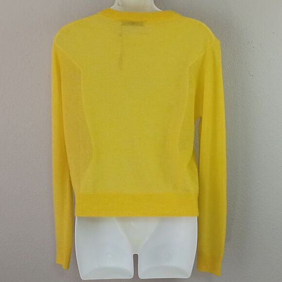 Zara Womens Alpaca/Wool Blend Yellow Button Up Long Sleeve Knit Cardigan Sz L - Picture 9 of 14